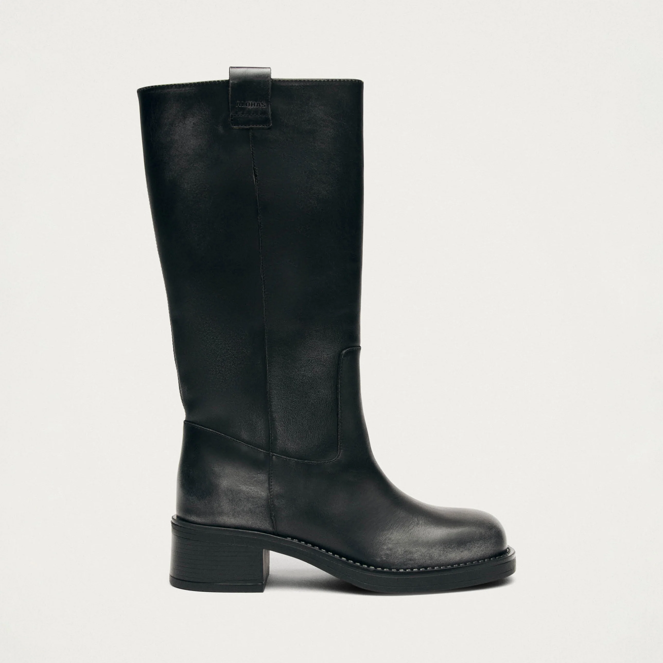 Sajan Vintage Effect Black Leather Boots - Image 3