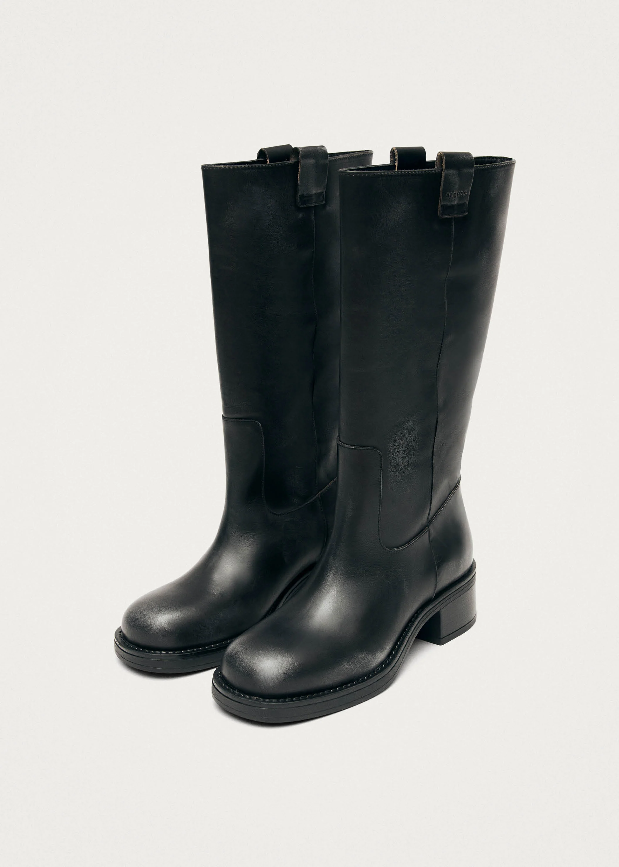 Sajan Vintage Effect Black Leather Boots - Image 4