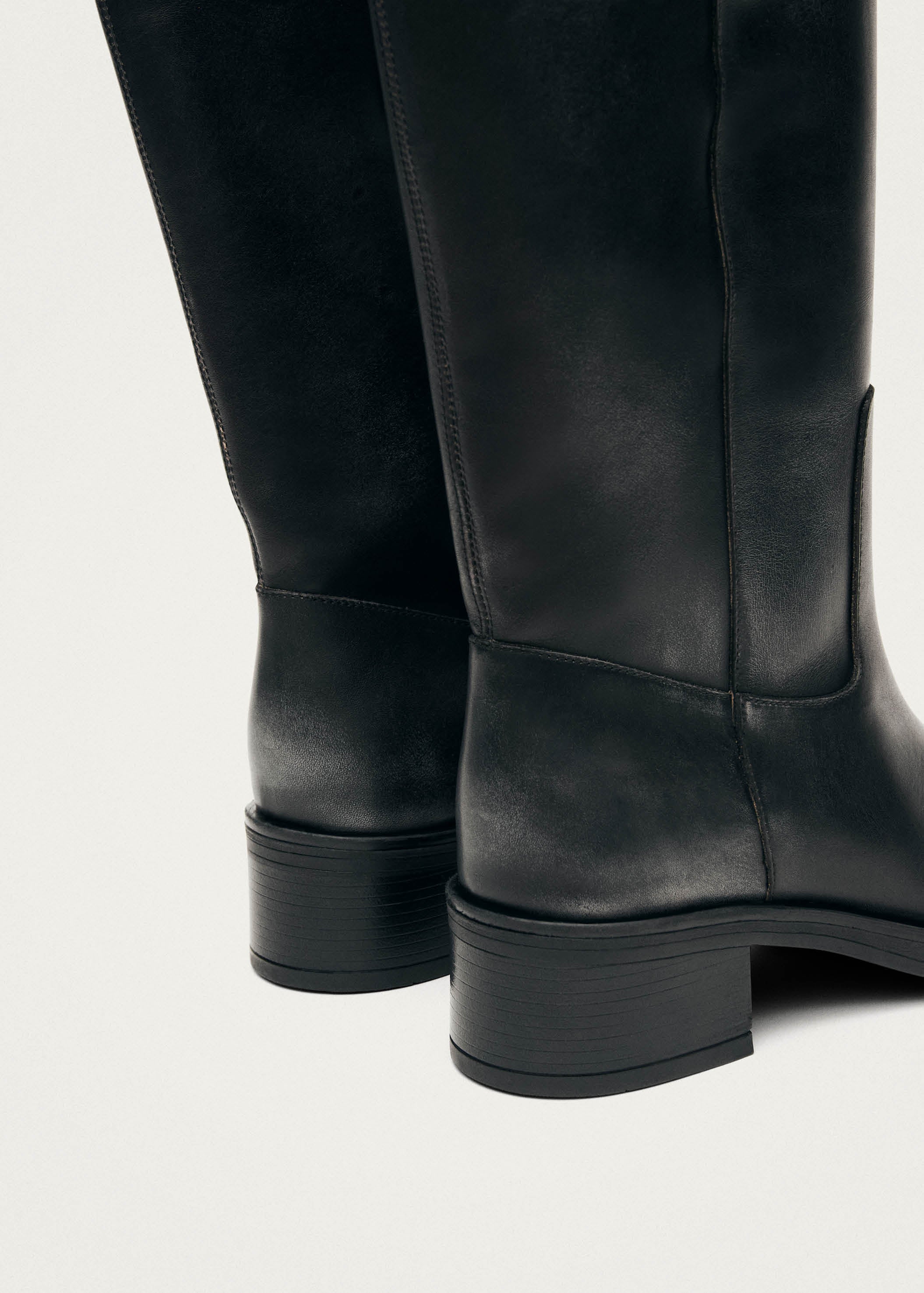 Sajan Vintage Effect Black Leather Boots - Image 7