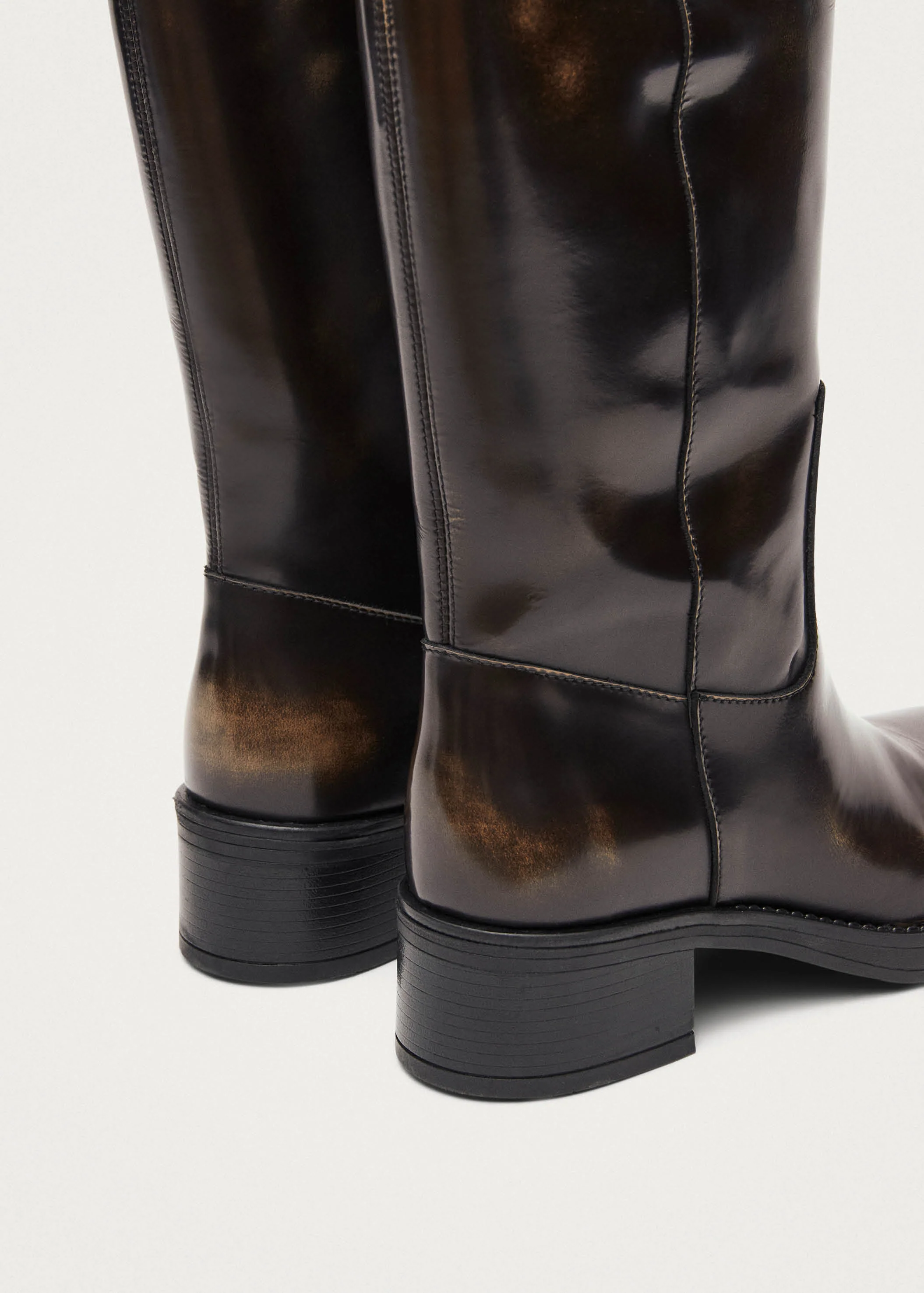 Sajan Vintage Effect Brown Leather Boots - Image 4