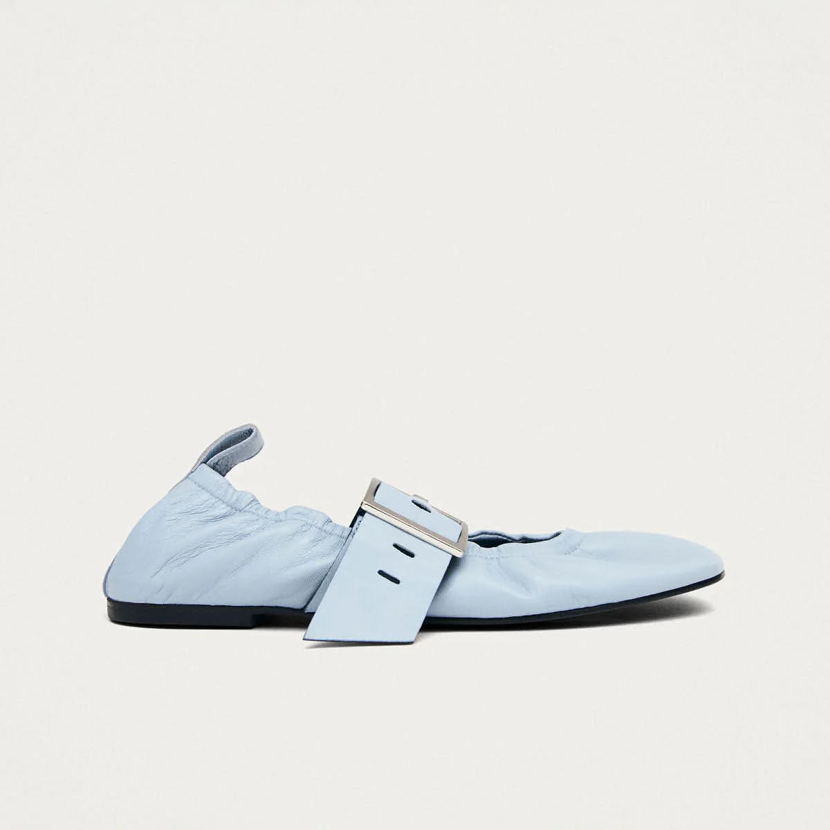 Sarea Blue Leather Ballet Flats - Image 3