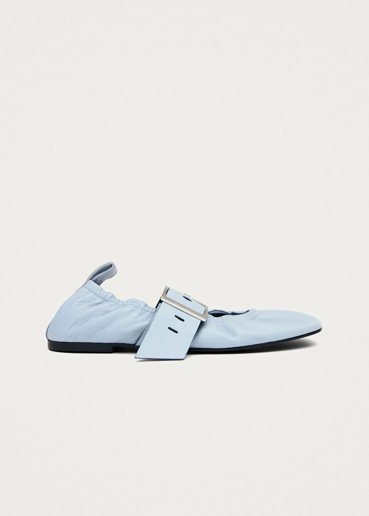 Sarea Blue Leather Ballet Flats - Image 4