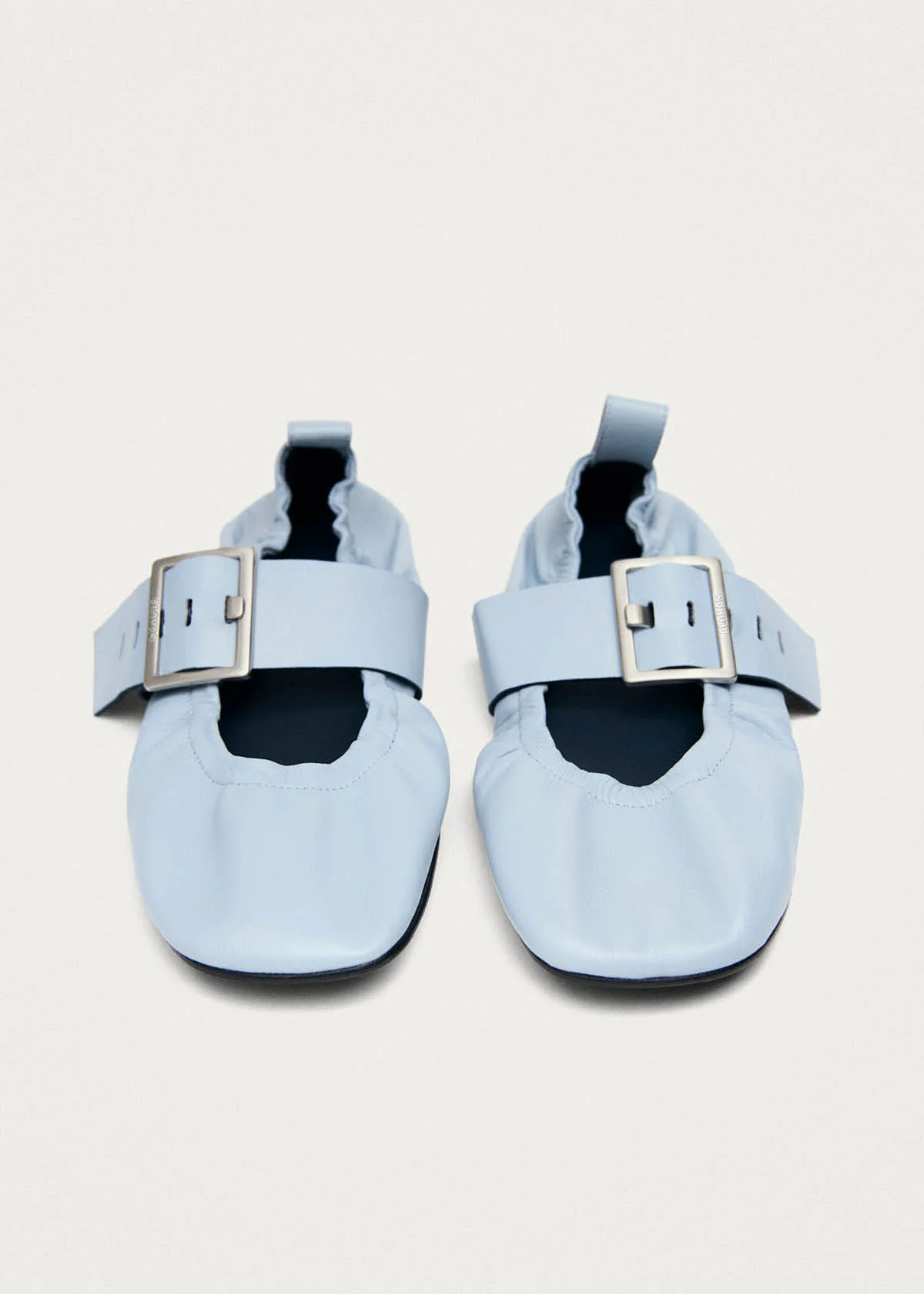 Sarea Blue Leather Ballet Flats - Image 5