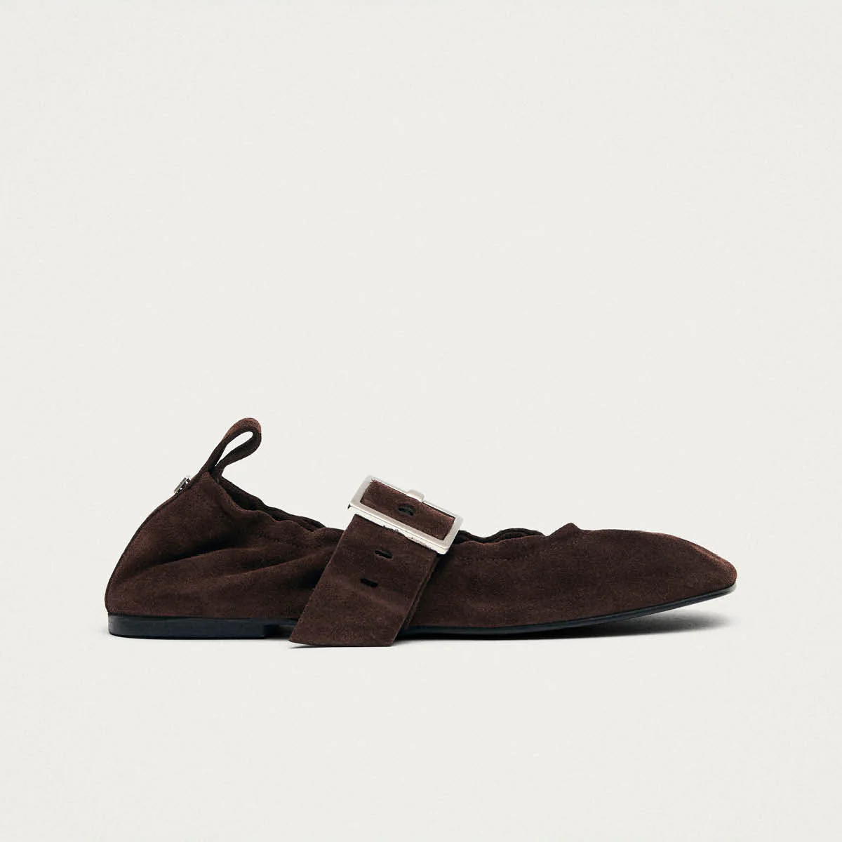 Sarea Suede Brown Leather Ballet Flats - Image 3