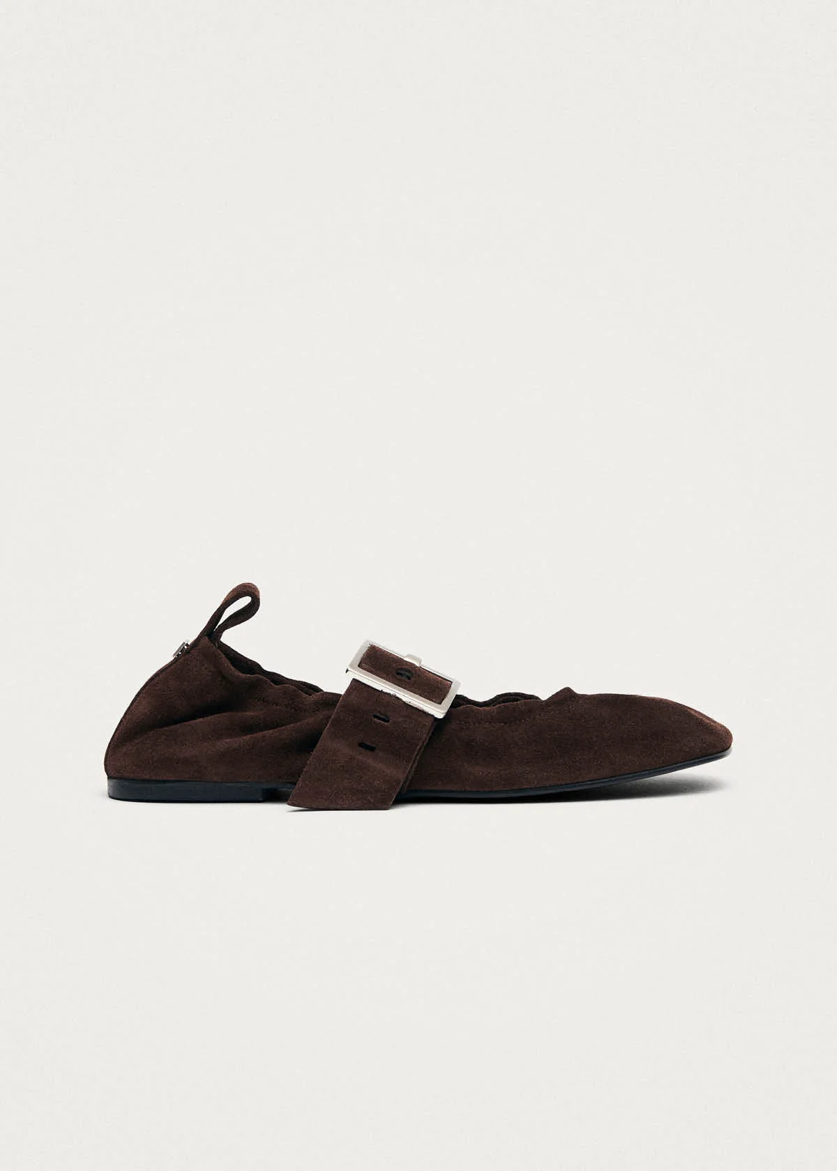 Sarea Suede Brown Leather Ballet Flats - Image 4