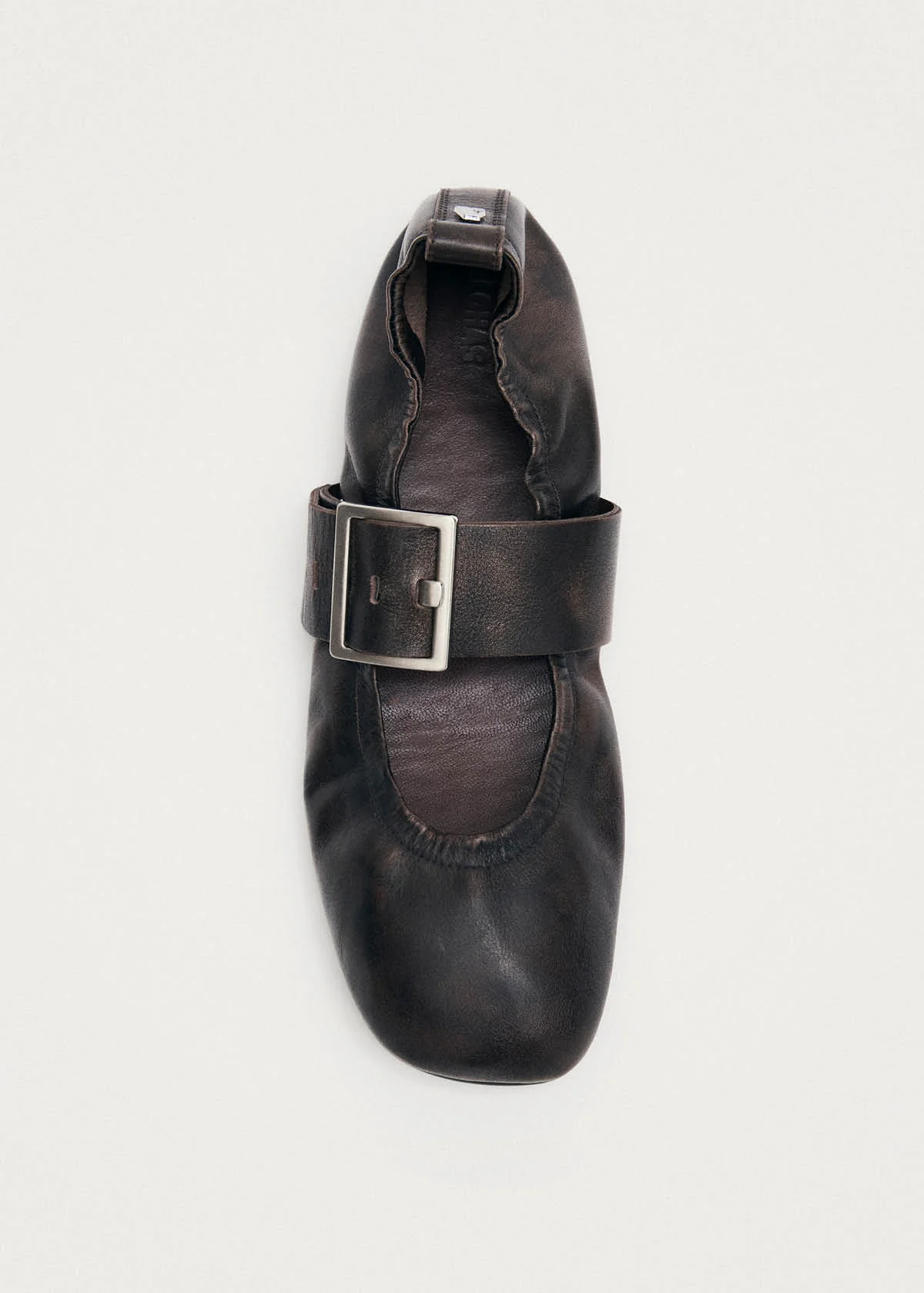 Sarea Vintage Effect Brown Leather Ballet Flats