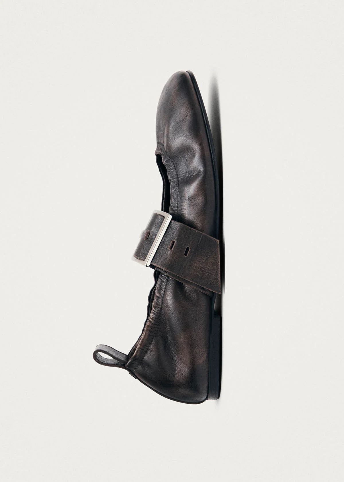 Sarea Vintage Effect Brown Leather Ballet Flats - Image 2
