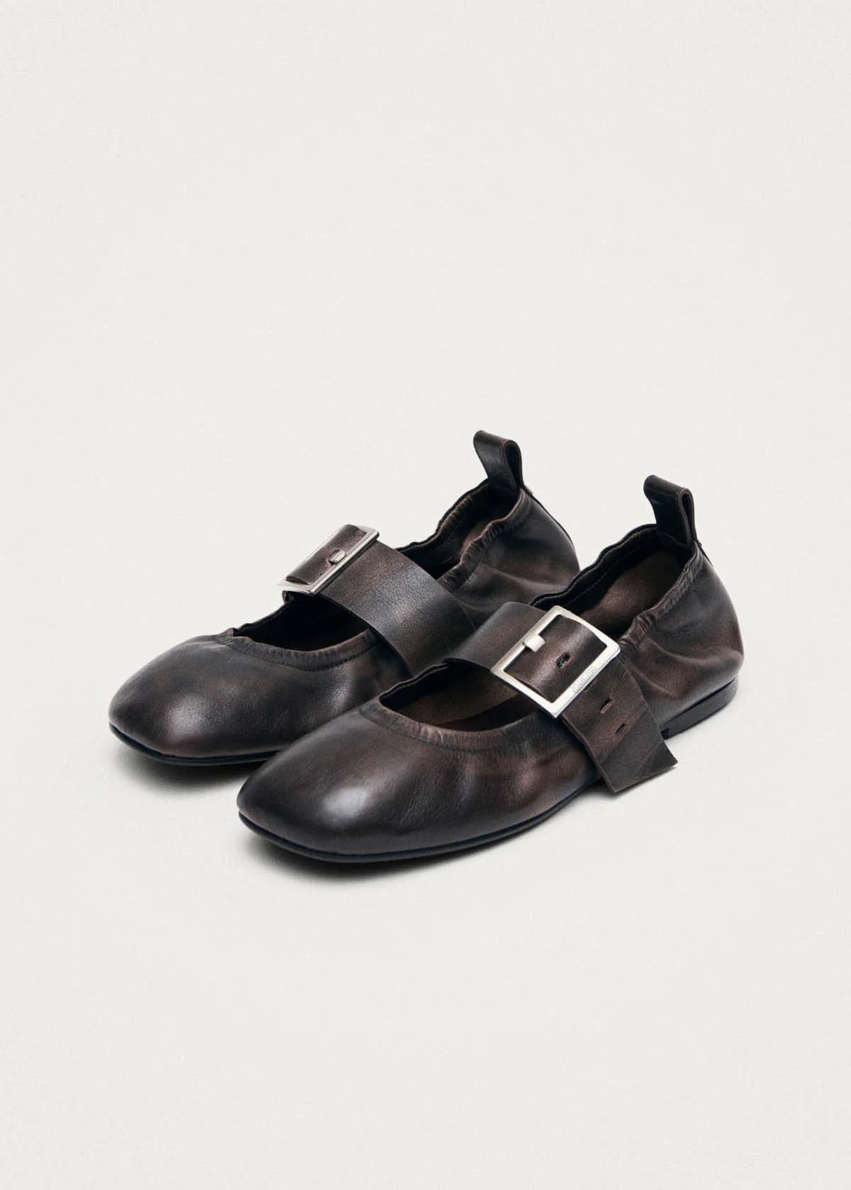 Sarea Vintage Effect Brown Leather Ballet Flats - Image 5
