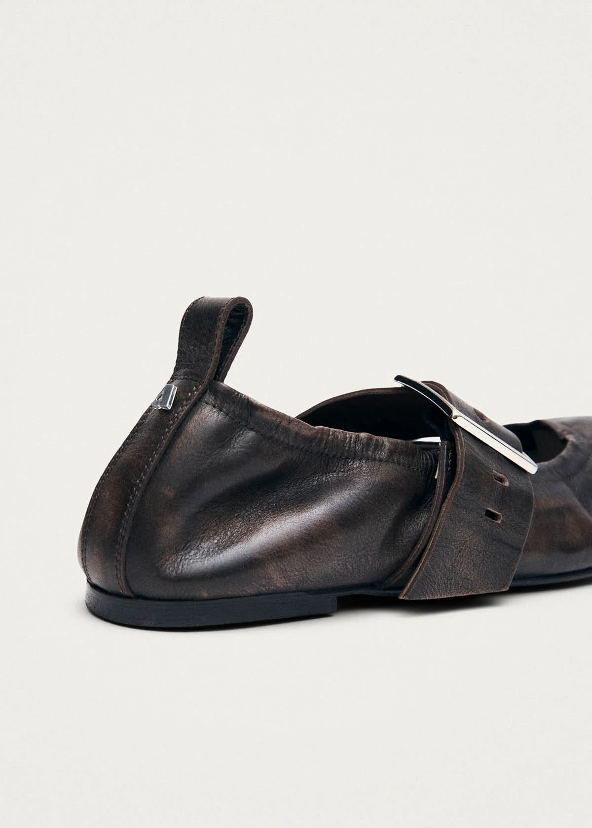 Sarea Vintage Effect Brown Leather Ballet Flats - Image 6