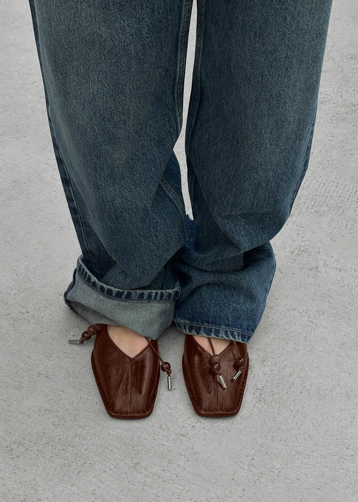Sway Beads Rift Brown Leather Ballet Flats - Image 2