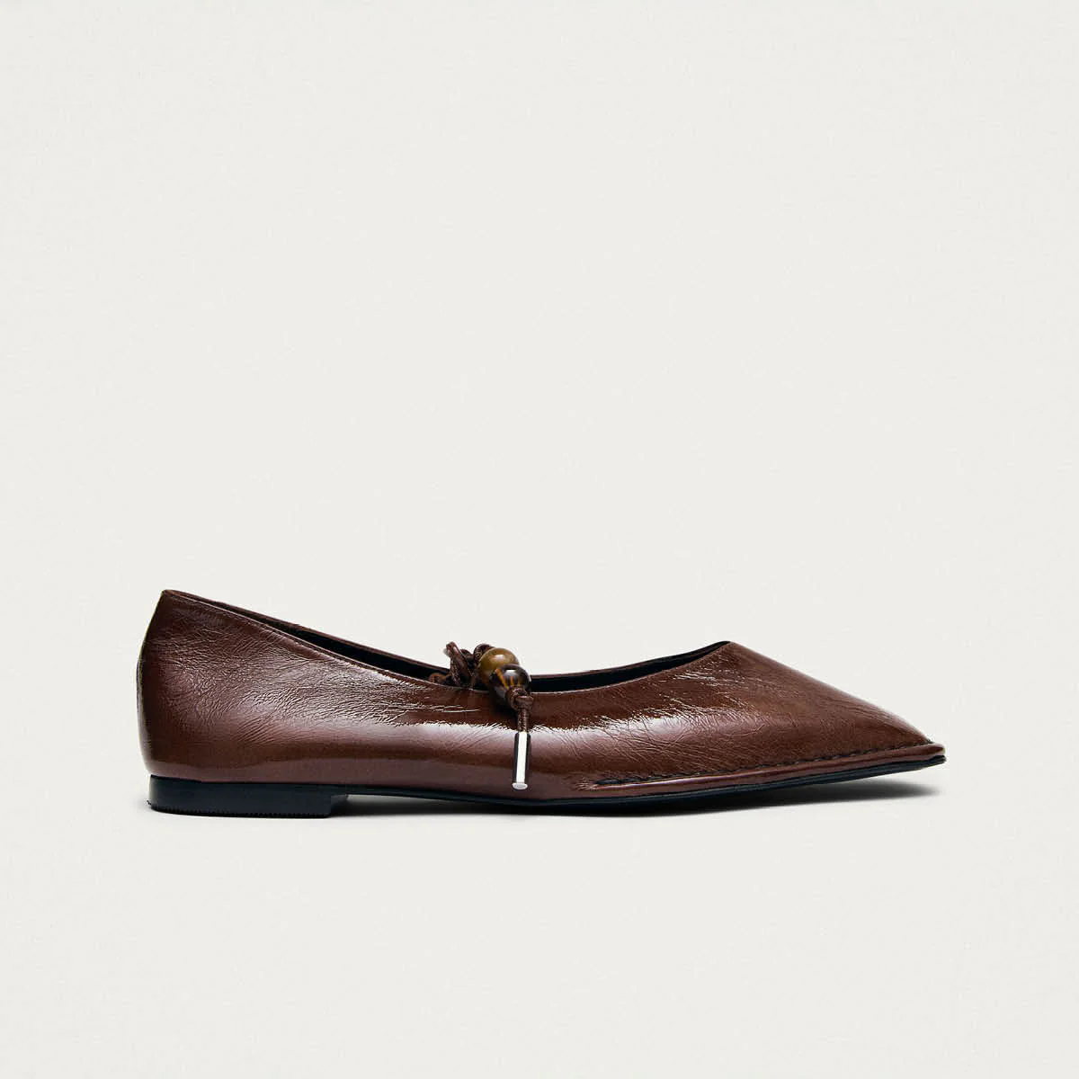 Sway Beads Rift Brown Leather Ballet Flats - Image 3