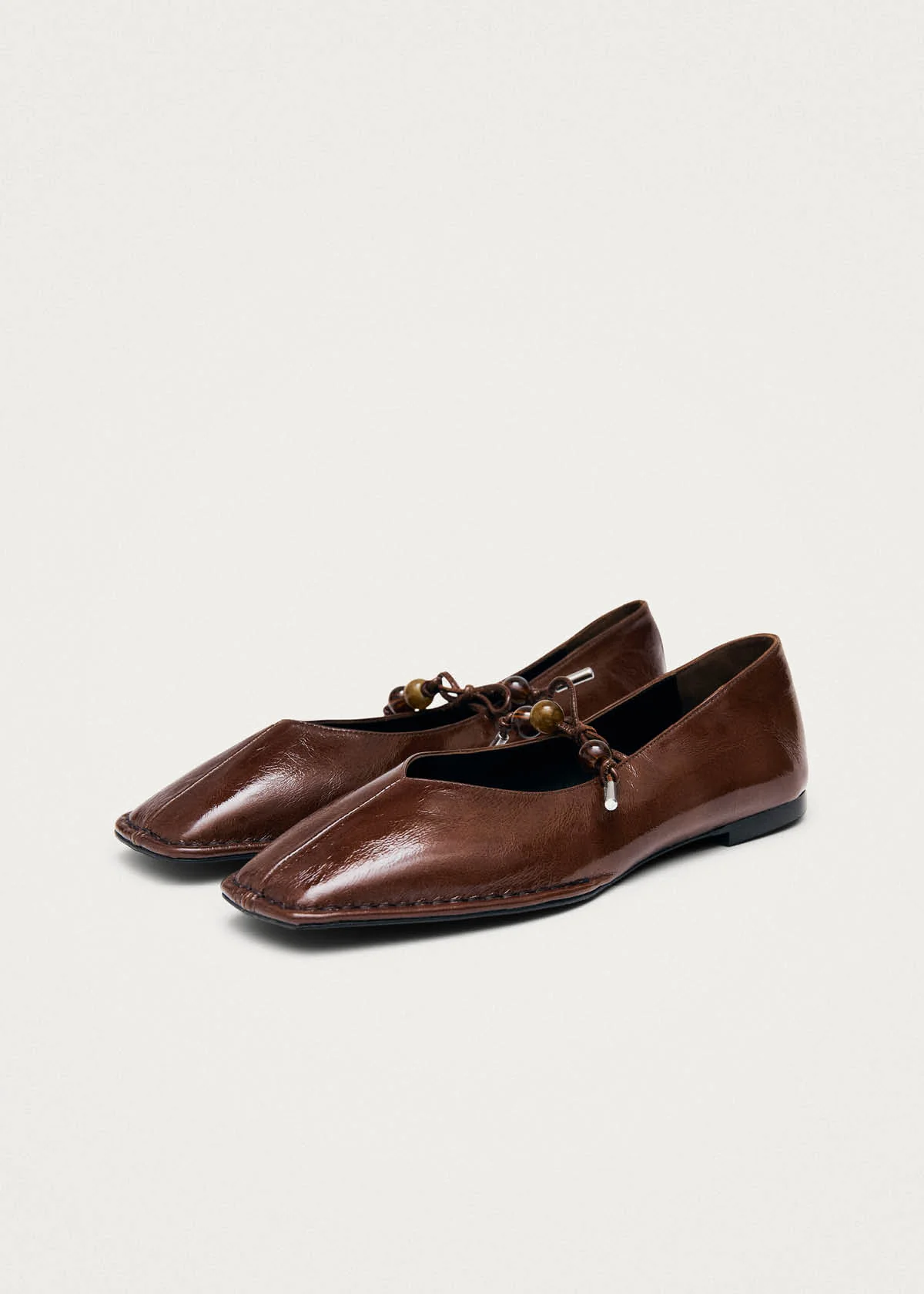 Sway Beads Rift Brown Leather Ballet Flats - Image 5