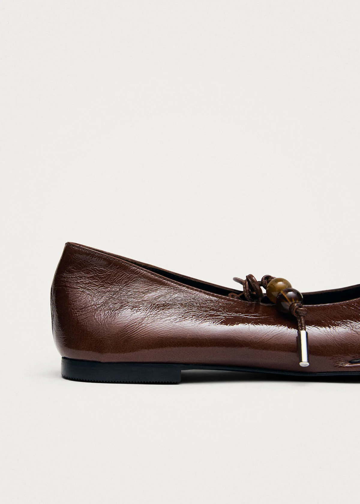 Sway Beads Rift Brown Leather Ballet Flats - Image 7