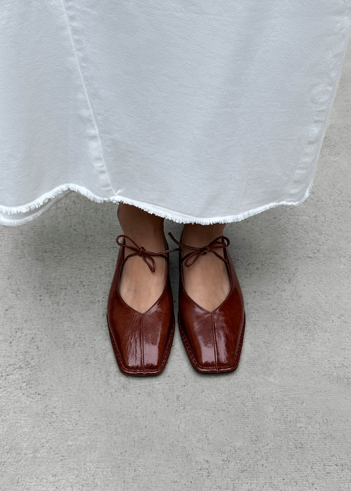 Sway Patent Brown Leather Ballet Flats - Image 2