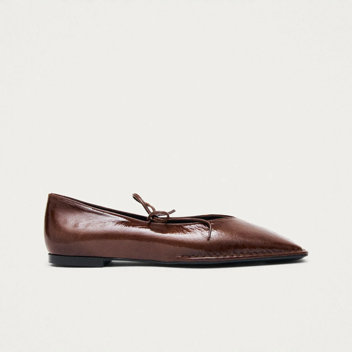Sway Patent Brown Leather Ballet Flats - Image 3