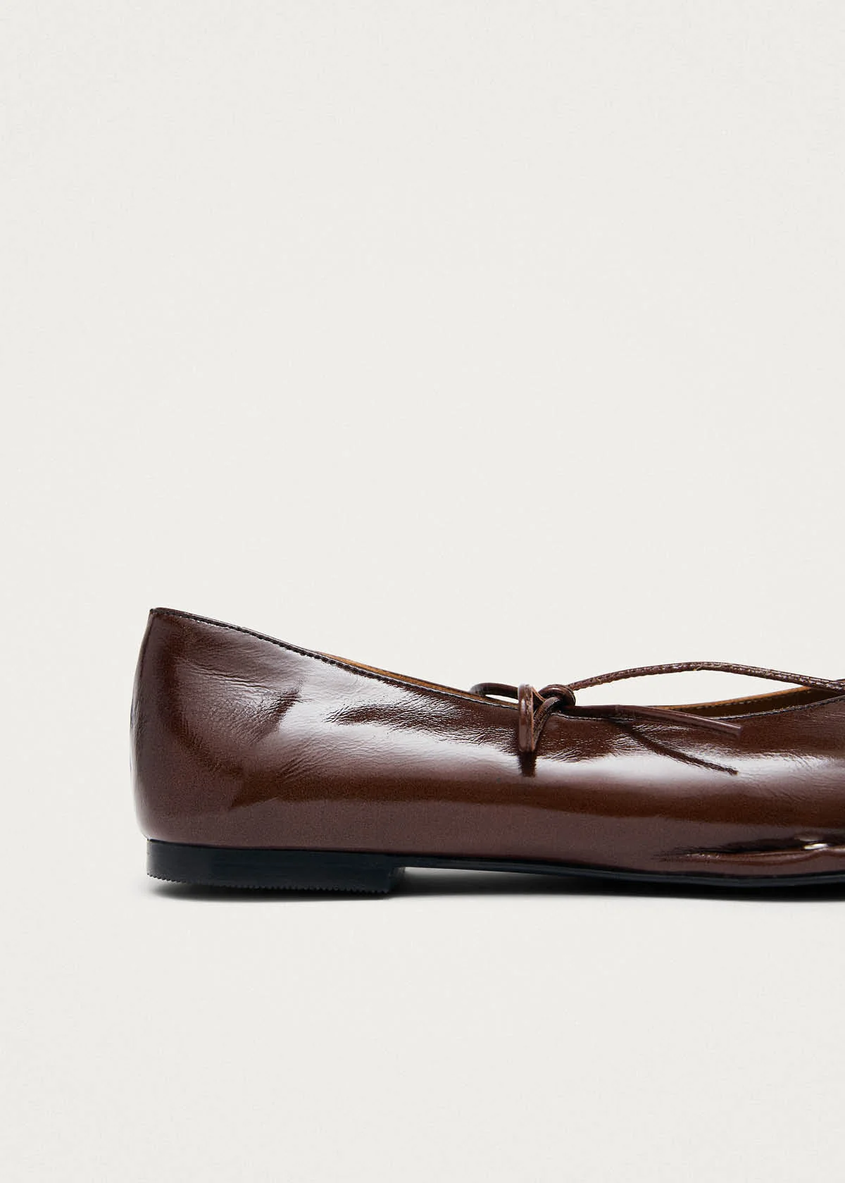 Sway Studs Patent Brown Leather Ballet Flats - Image 7