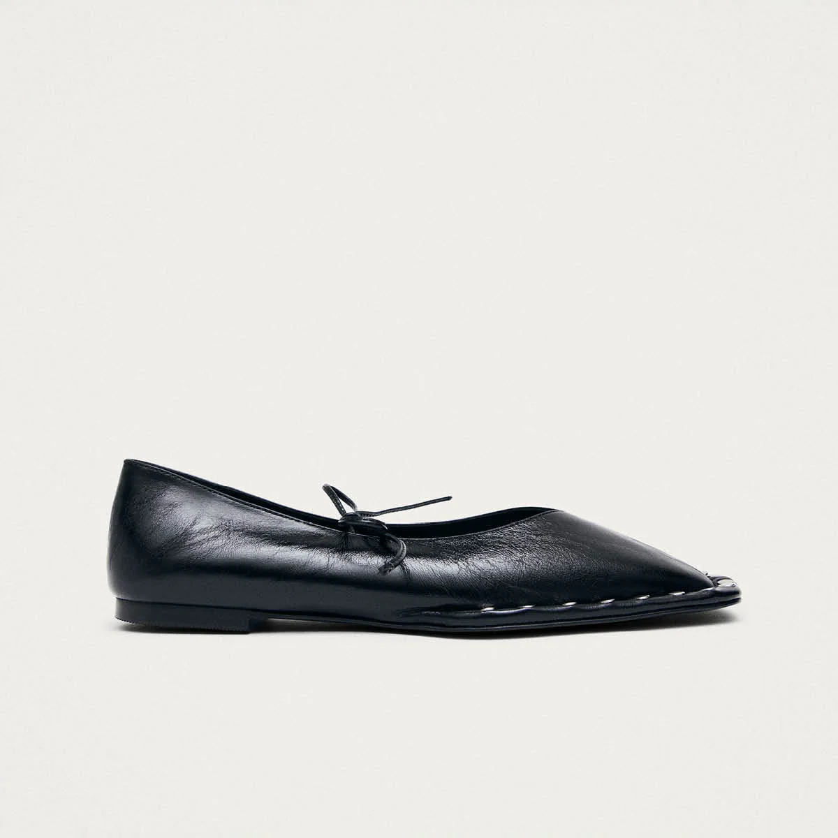 Sway Studs Rift Black Leather Ballet Flats - Image 3