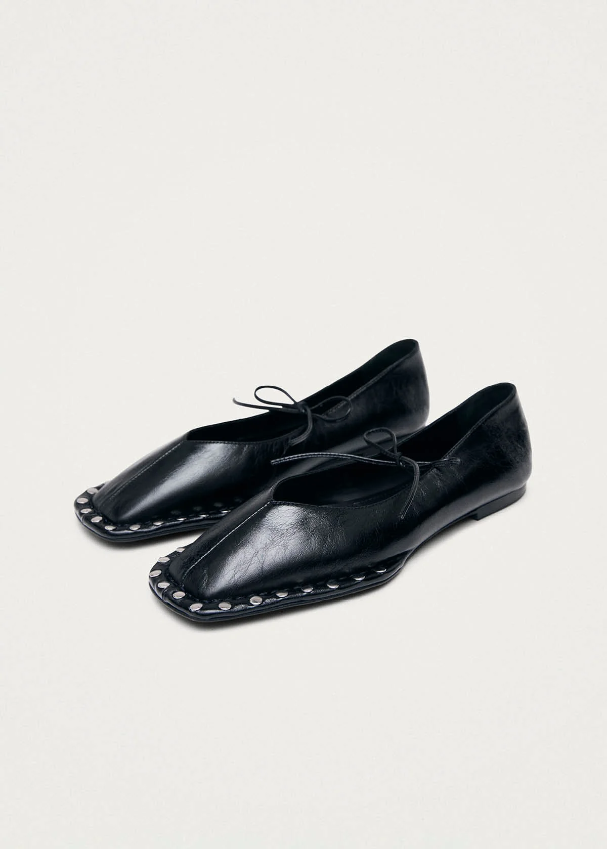 Sway Studs Rift Black Leather Ballet Flats - Image 5