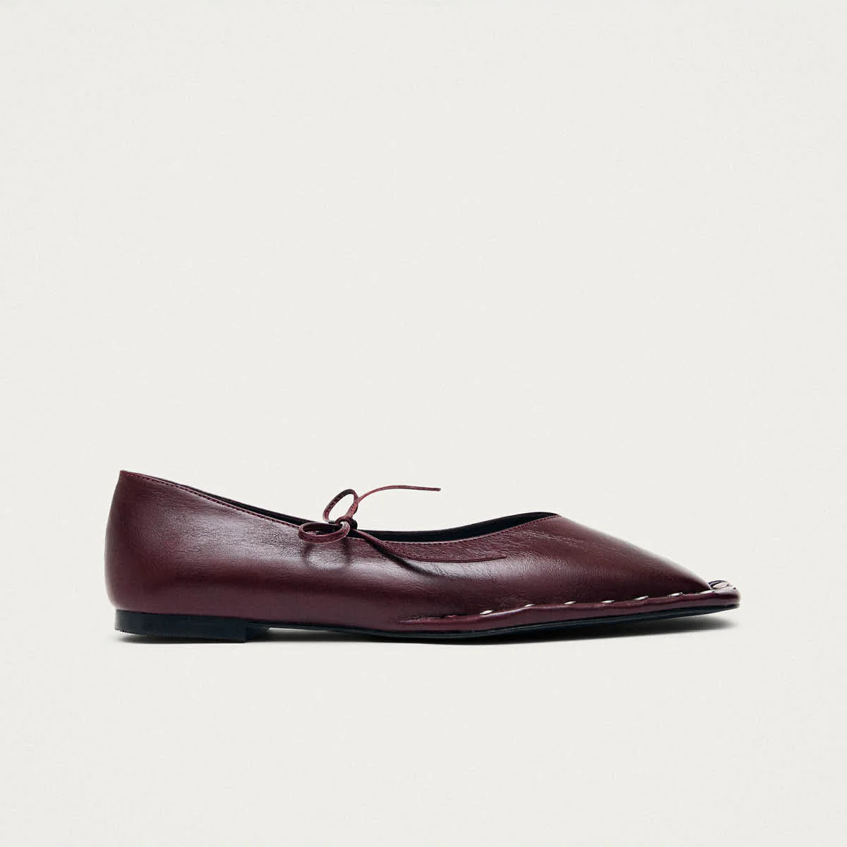 Sway Studs Rift Burgundy Leather Ballet Flats - Image 3