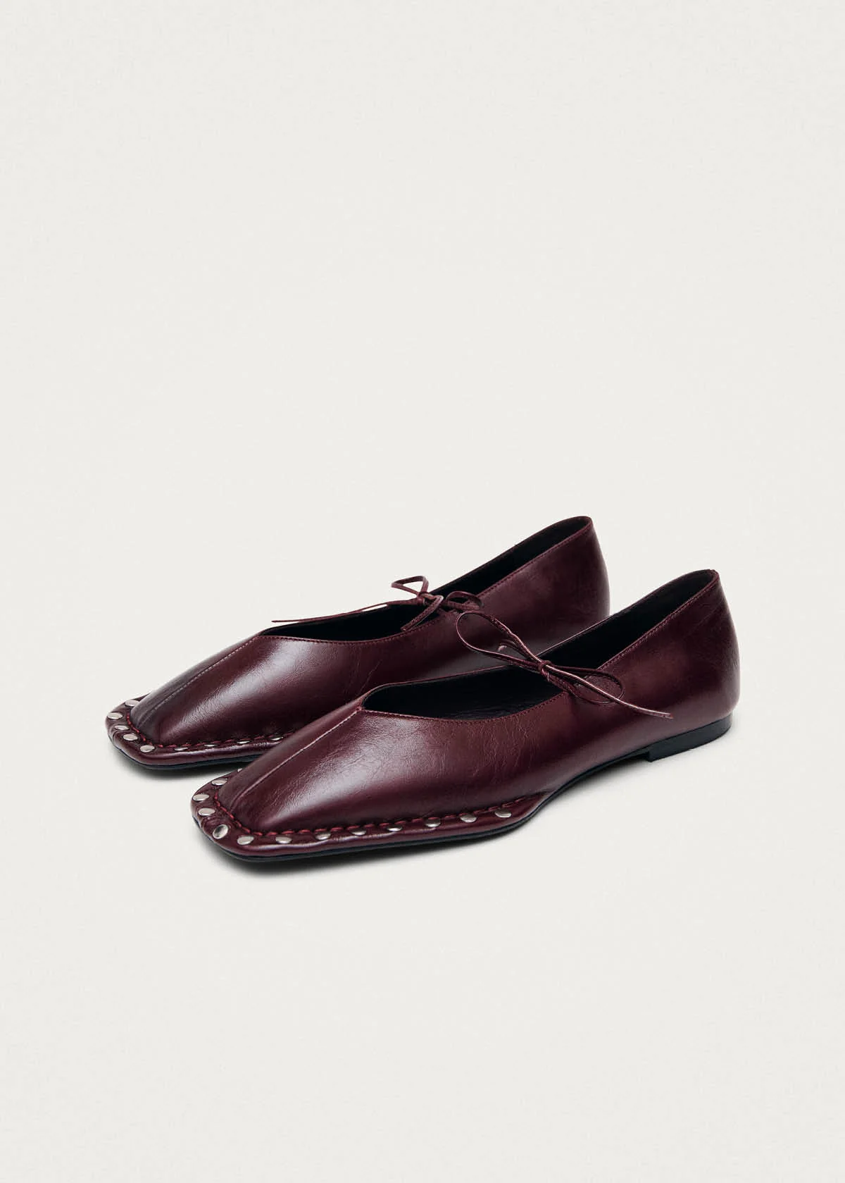 Sway Studs Rift Burgundy Leather Ballet Flats - Image 5