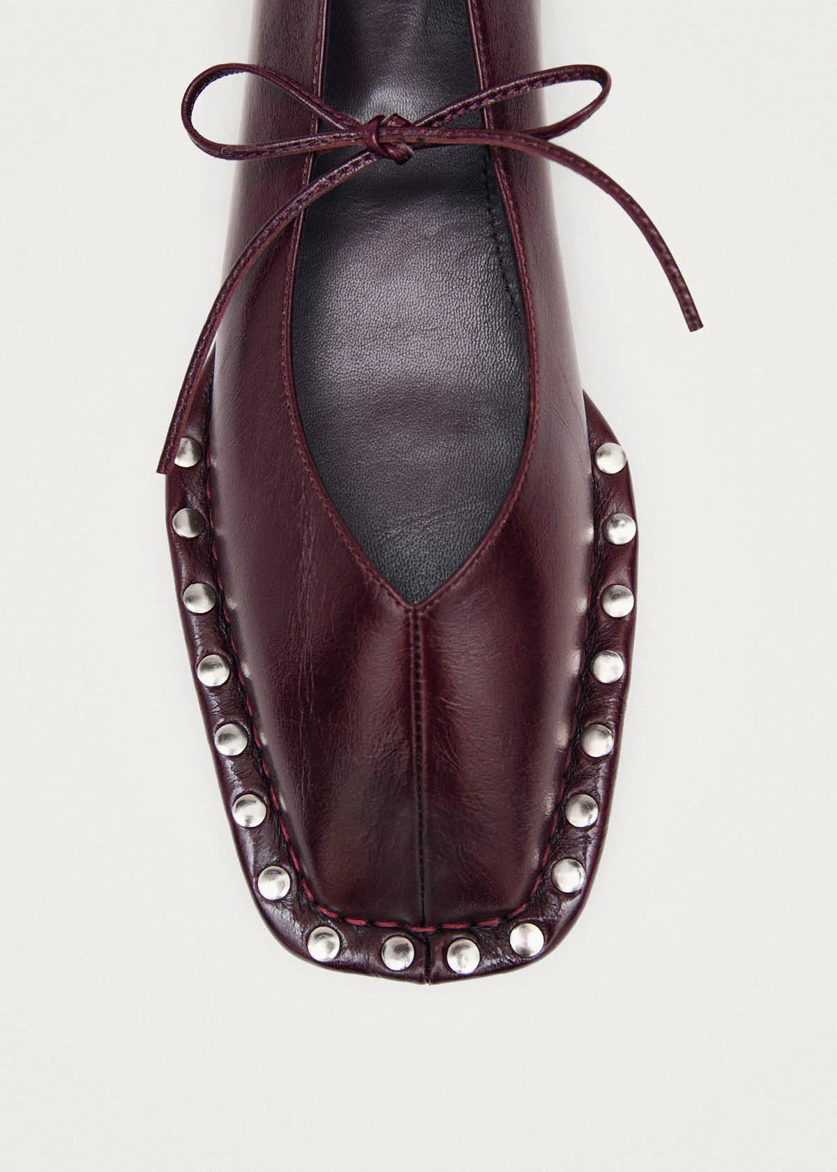 Sway Studs Rift Burgundy Leather Ballet Flats - Image 6