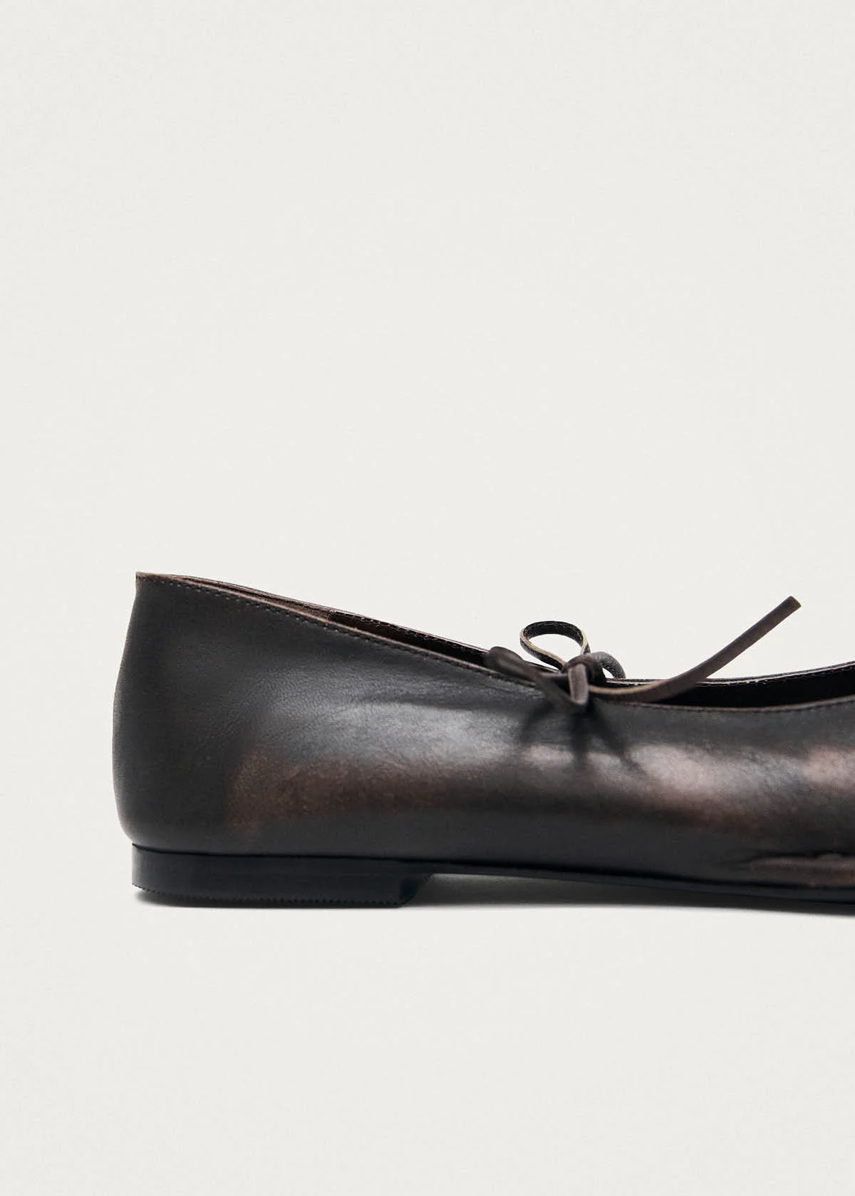 Sway Studs Vintage Effect Brown Leather Ballet Flats - Image 7