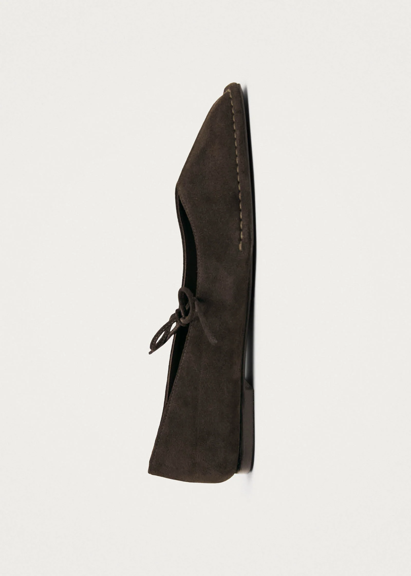 Sway Suede Coffee Brown Leather Ballet Flats - Image 2