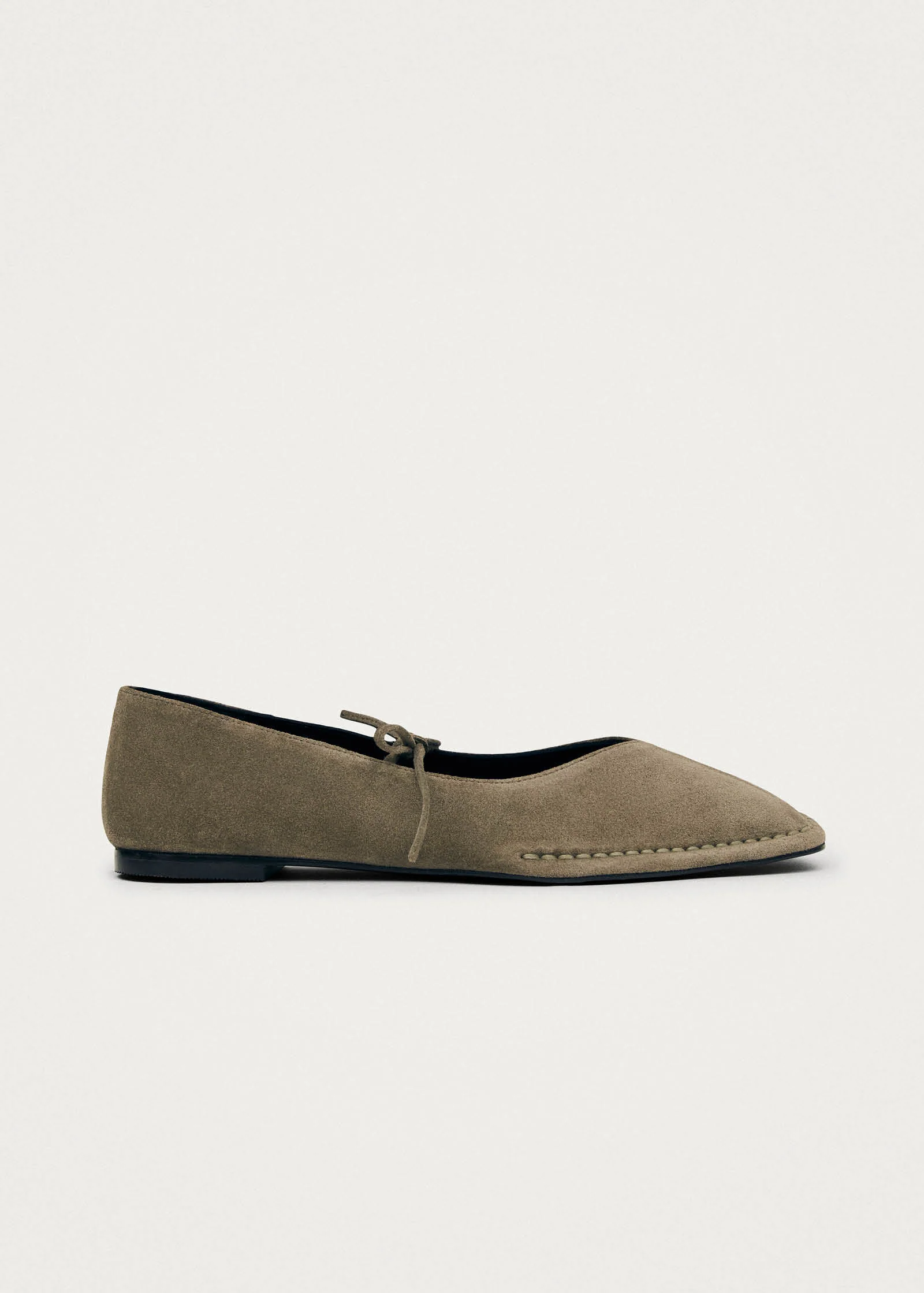 Sway Suede Khaki Leather Ballet Flats - Image 5