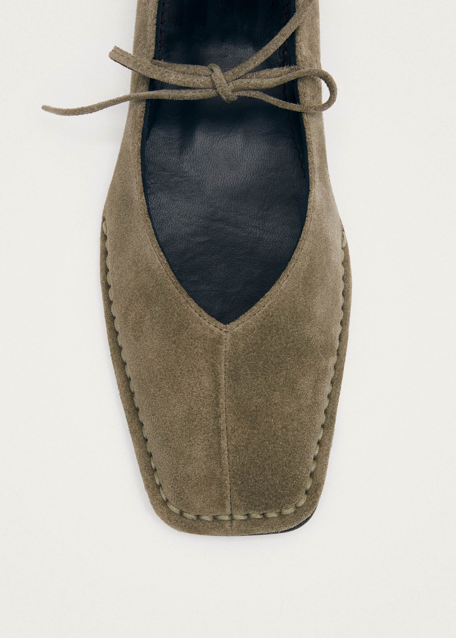 Sway Suede Khaki Leather Ballet Flats - Image 6