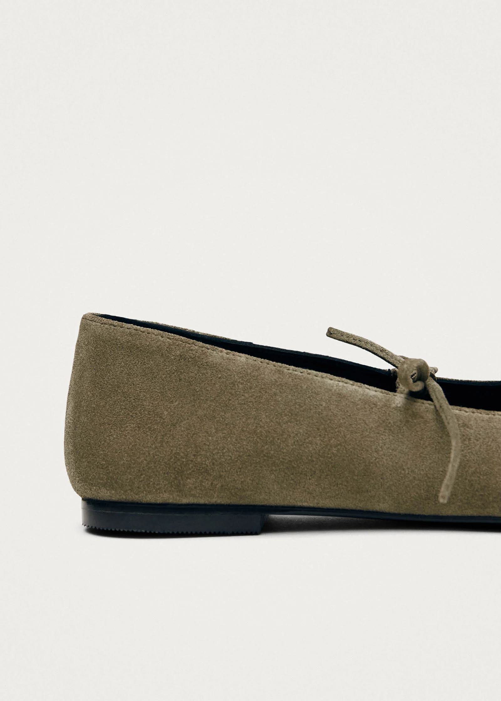 Sway Suede Khaki Leather Ballet Flats - Image 7