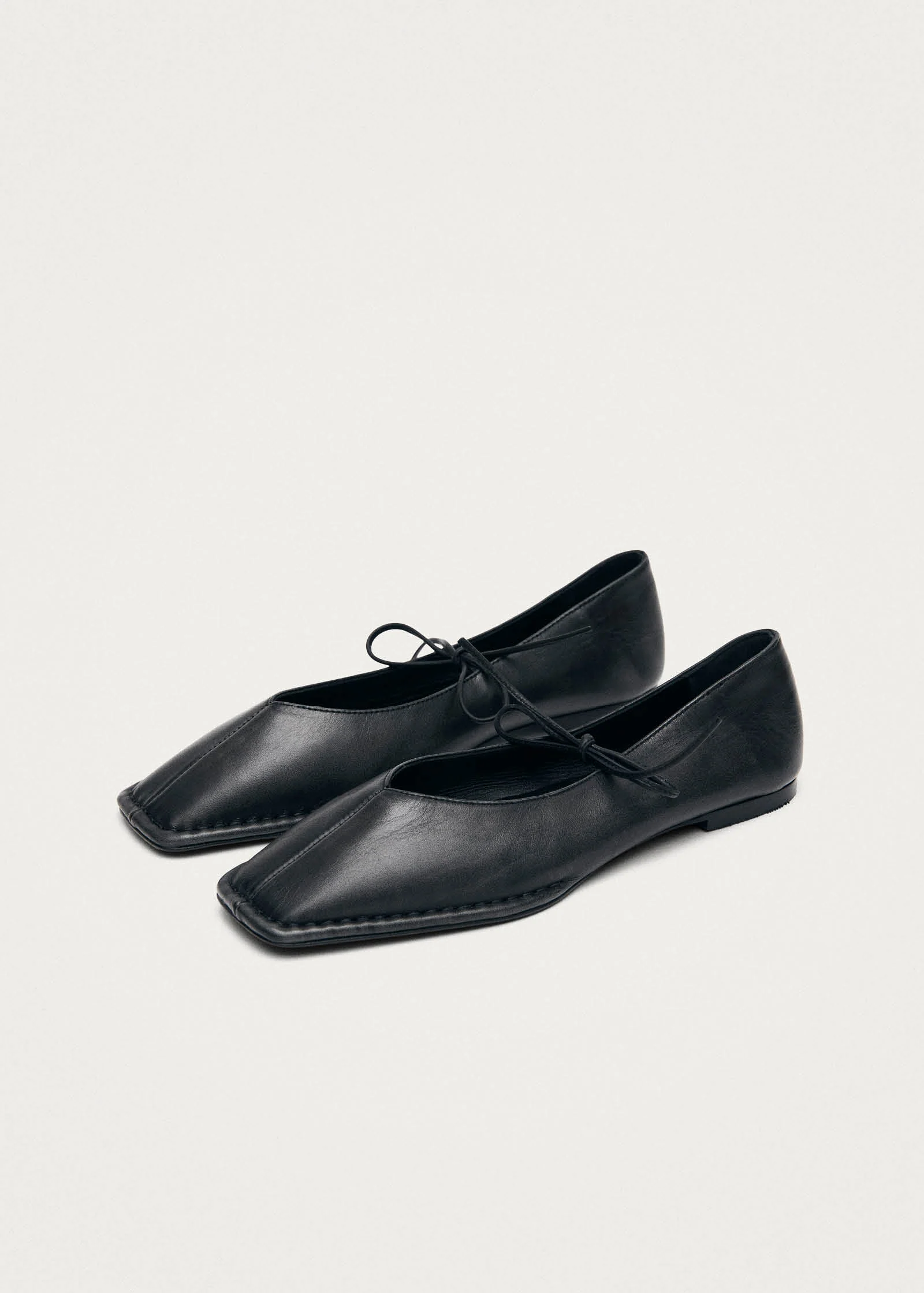 Sway Vintage Effect Black Leather Ballet Flats - Image 5
