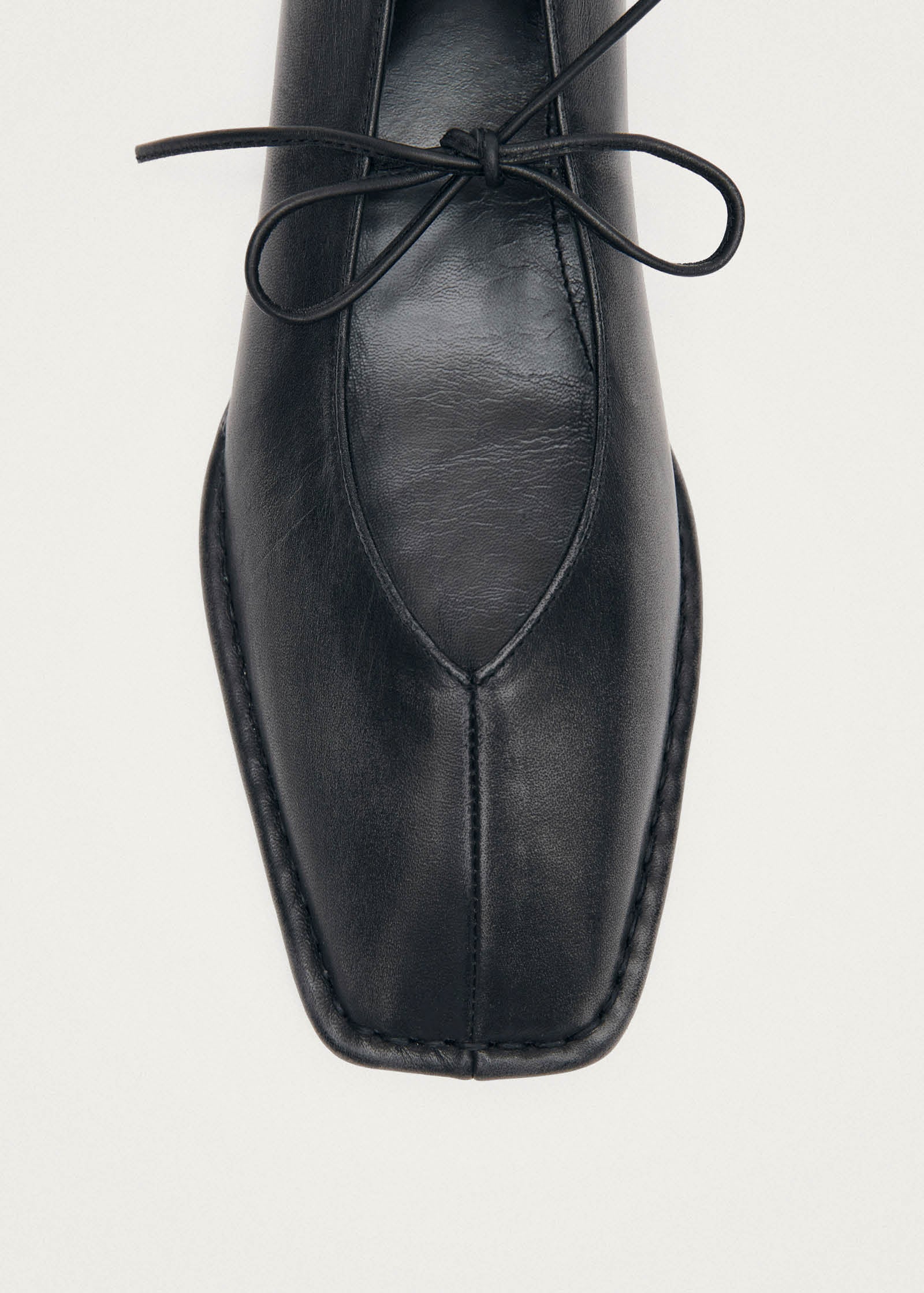 Sway Vintage Effect Black Leather Ballet Flats - Image 6