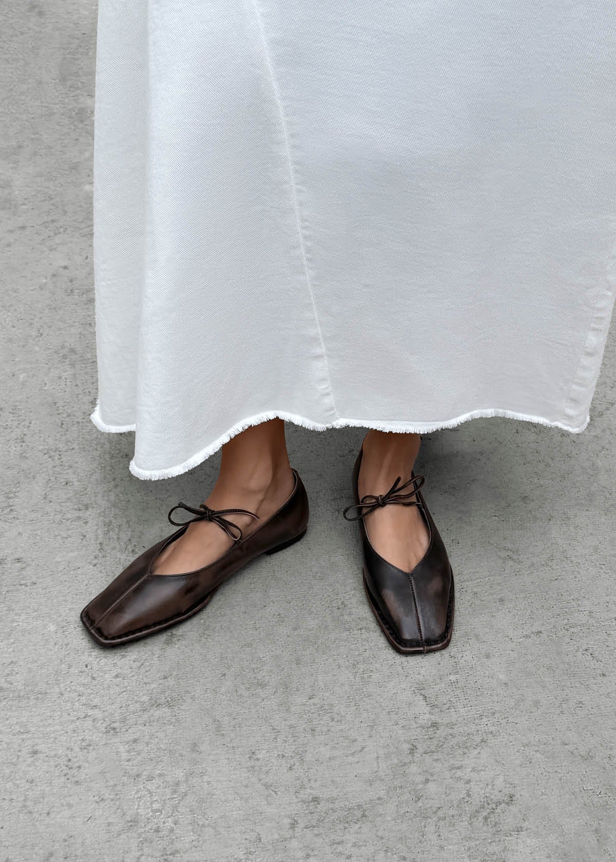 Sway Vintage Effect Brown Leather Ballet Flats - Image 2