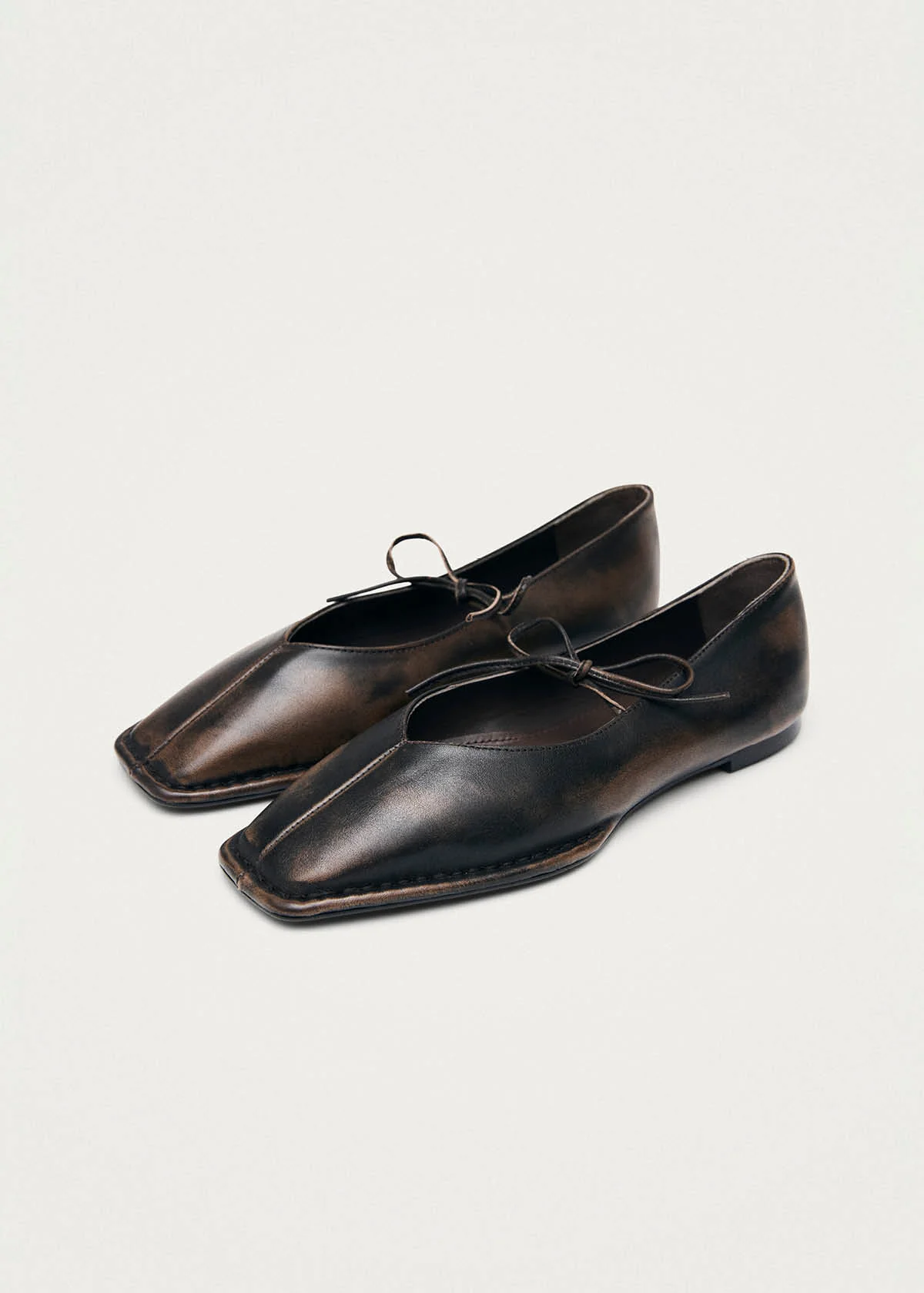 Sway Vintage Effect Brown Leather Ballet Flats - Image 4