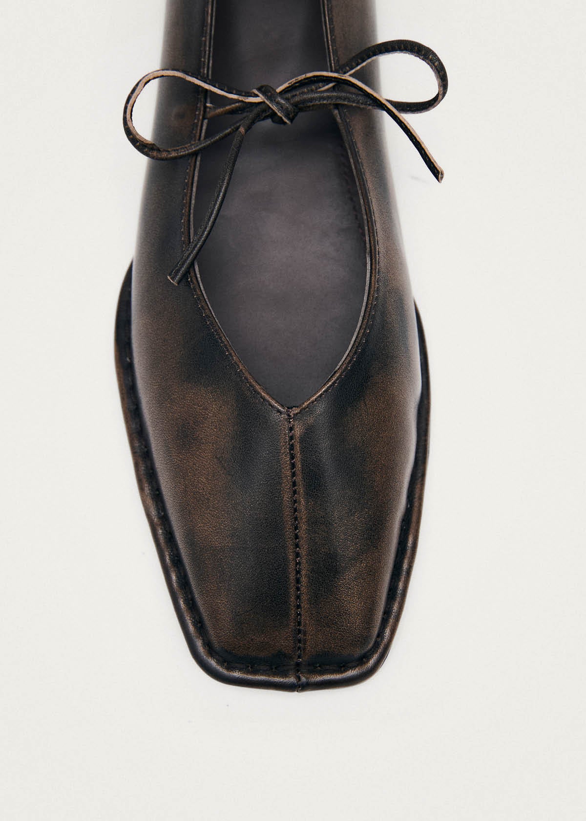 Sway Vintage Effect Brown Leather Ballet Flats - Image 7