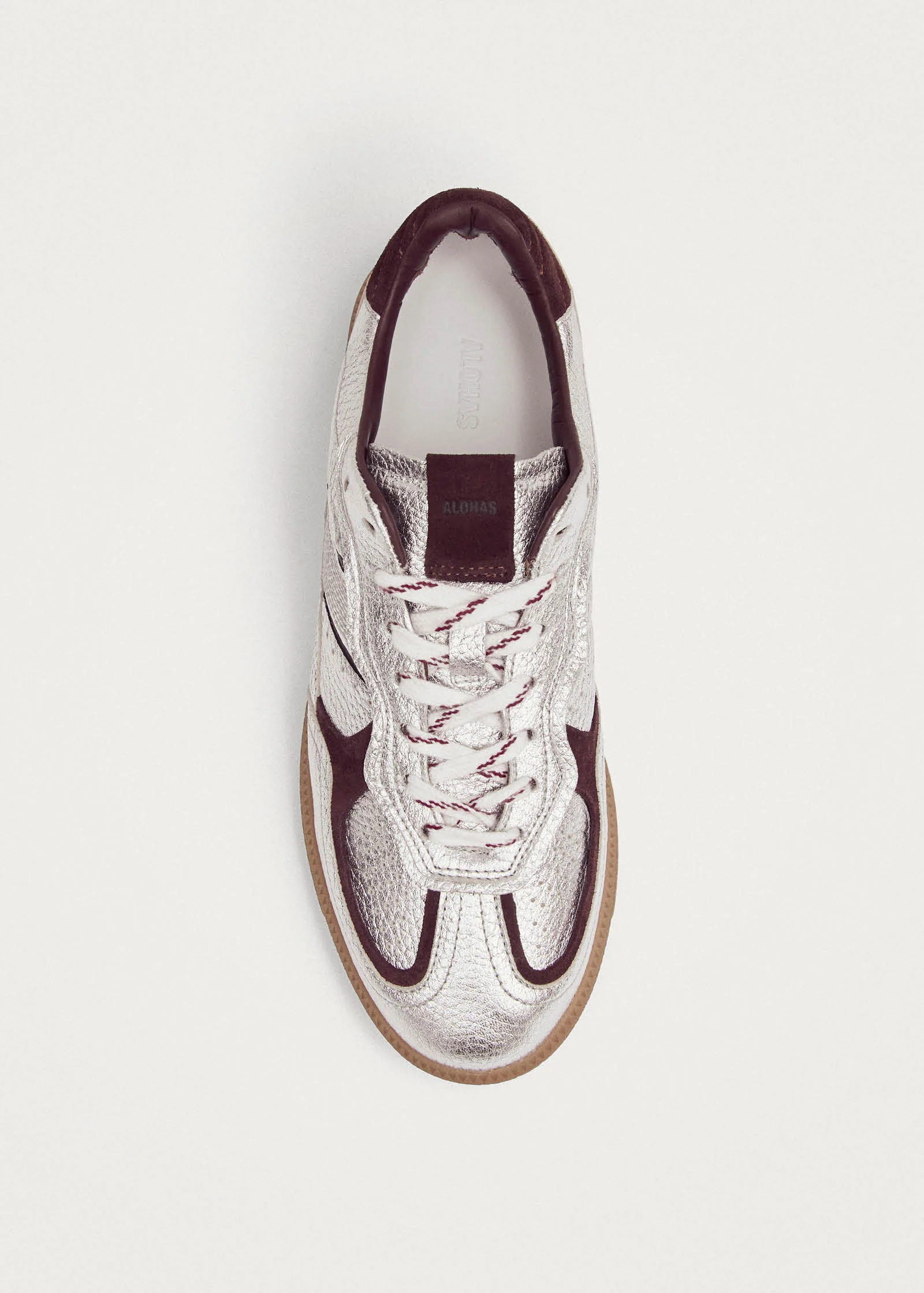 Tb.490 Grain Shimmer Silver & Burgundy Leather Sneakers - Image 4