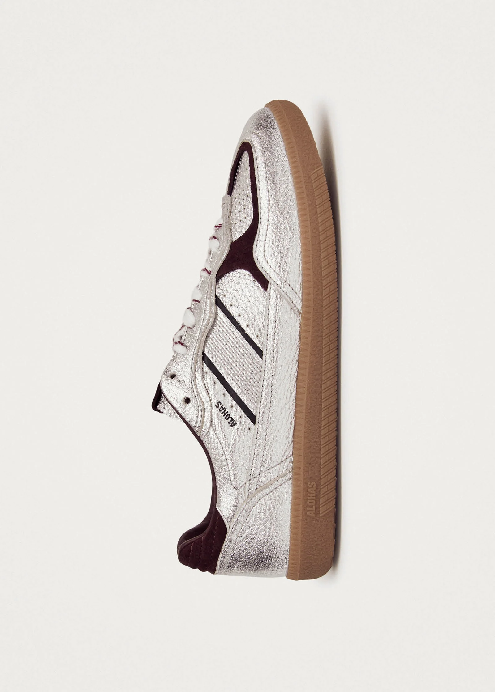 Tb.490 Grain Shimmer Silver & Burgundy Leather Sneakers - Image 5