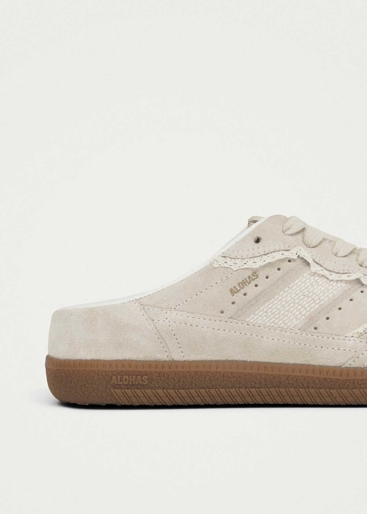 Tb.490 Mule Crochet Cream Leather Sneakers - Image 9