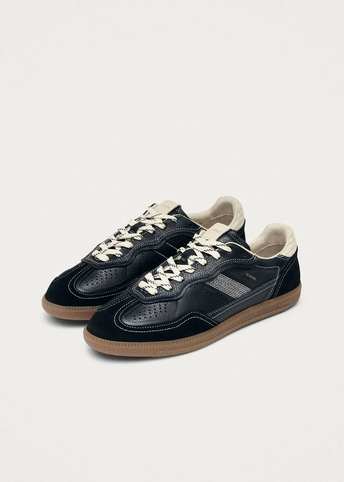 Tb.490 Rife Grain Black & Cream Leather Sneakers - Image 2