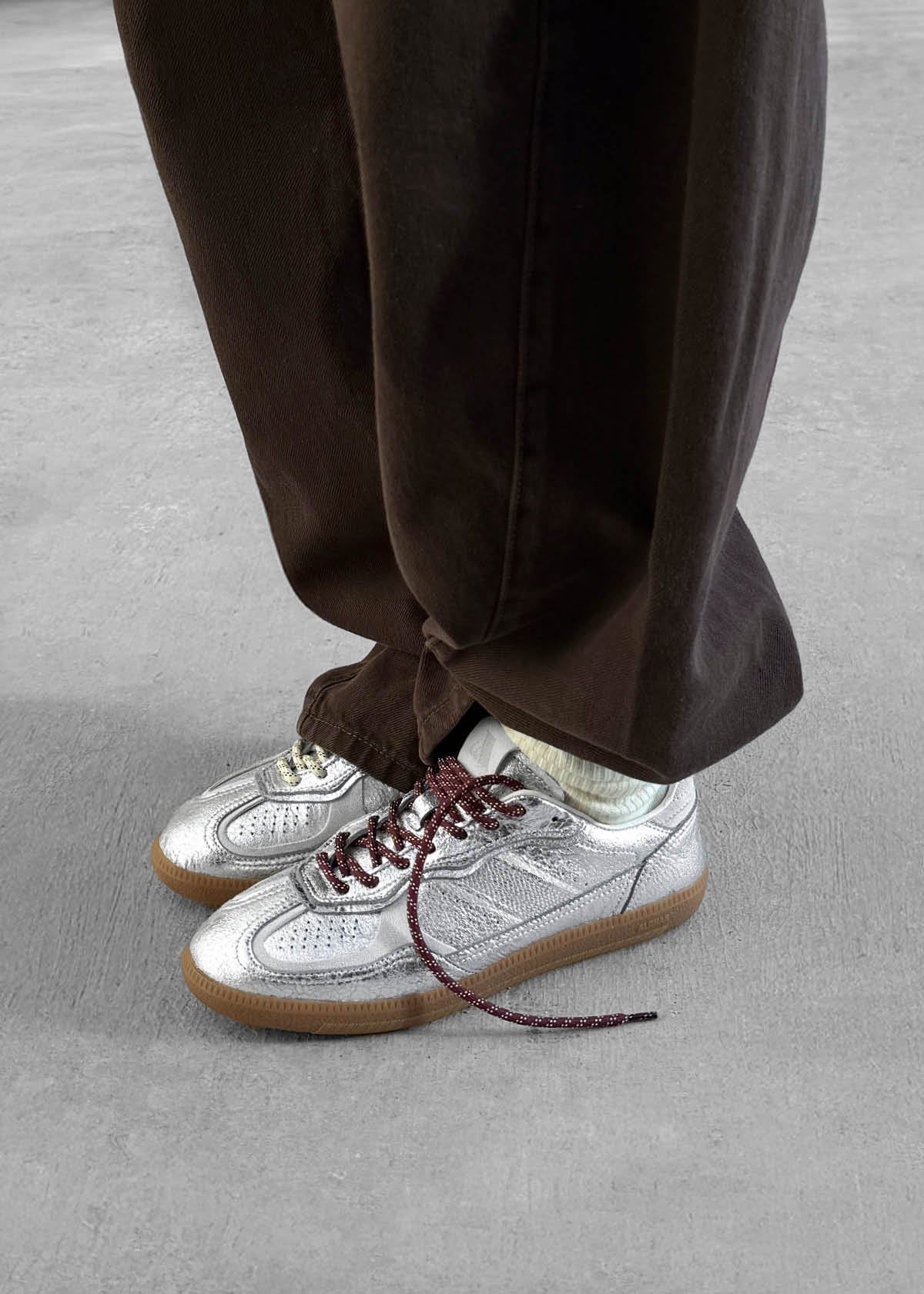 Tb.490 Shimmer Recycled Silver Cream Leather Sneakers - Image 2
