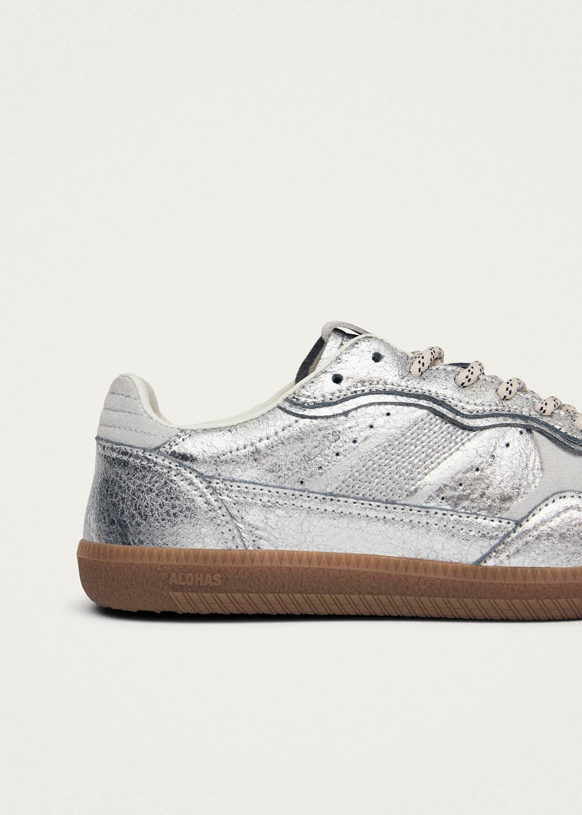 Tb.490 Shimmer Recycled Silver Cream Leather Sneakers - Image 7